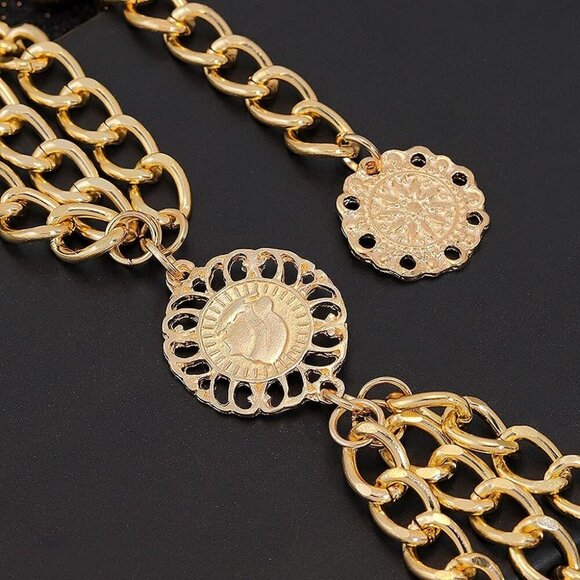 Metal Waist Belt Chain for Women Boho Sunflower Belly Chain Adjustable Up to 50" - Picture 5 of 7